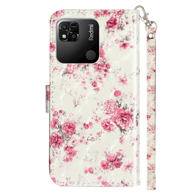 Folio Deksel Til Xiaomi Redmi 10A Med Kjede Stropp Liberty Flowers