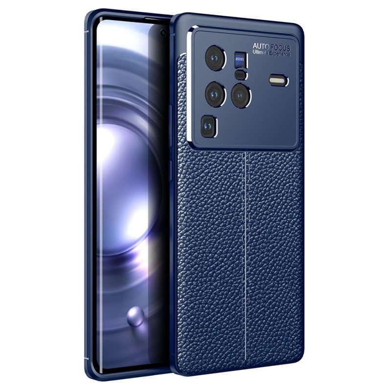 Mobildeksel Til Vivo X80 Pro Dobbel Linje Litchi Leather Effect