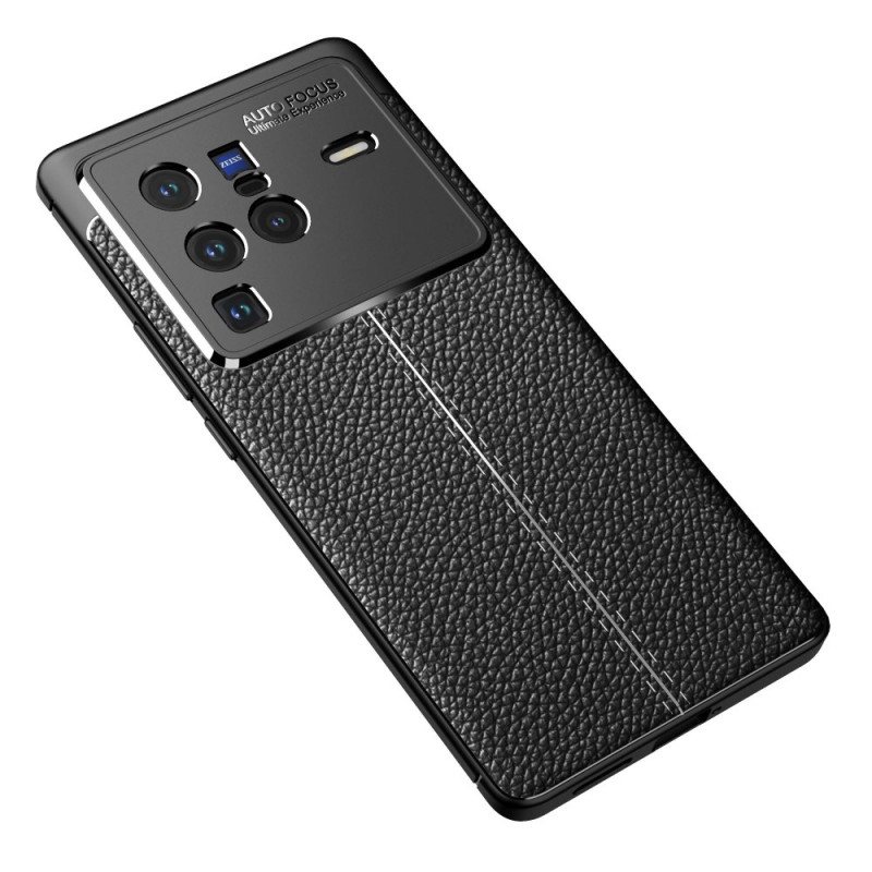 Mobildeksel Til Vivo X80 Pro Dobbel Linje Litchi Leather Effect