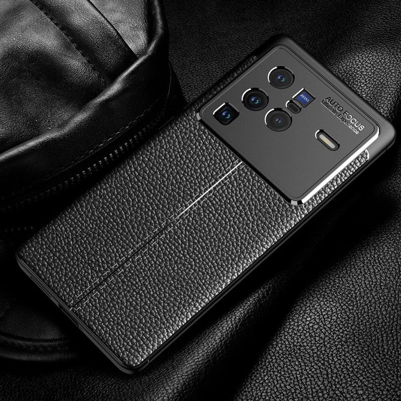 Mobildeksel Til Vivo X80 Pro Dobbel Linje Litchi Leather Effect