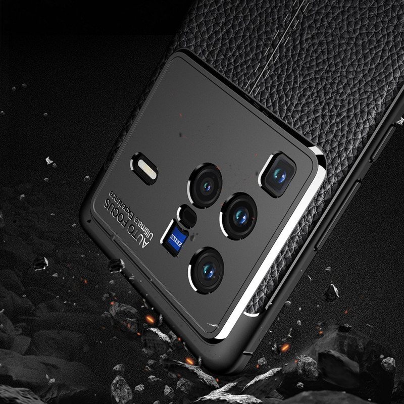 Mobildeksel Til Vivo X80 Pro Dobbel Linje Litchi Leather Effect