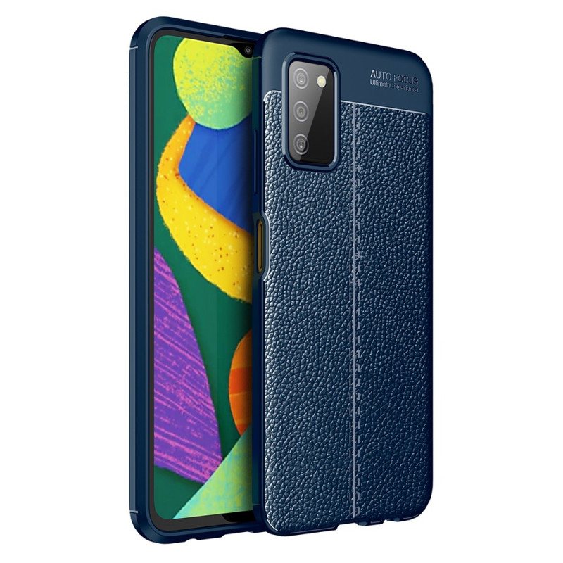 Deksel Til Samsung Galaxy A03s Dobbel Linje Litchi Leather Effect