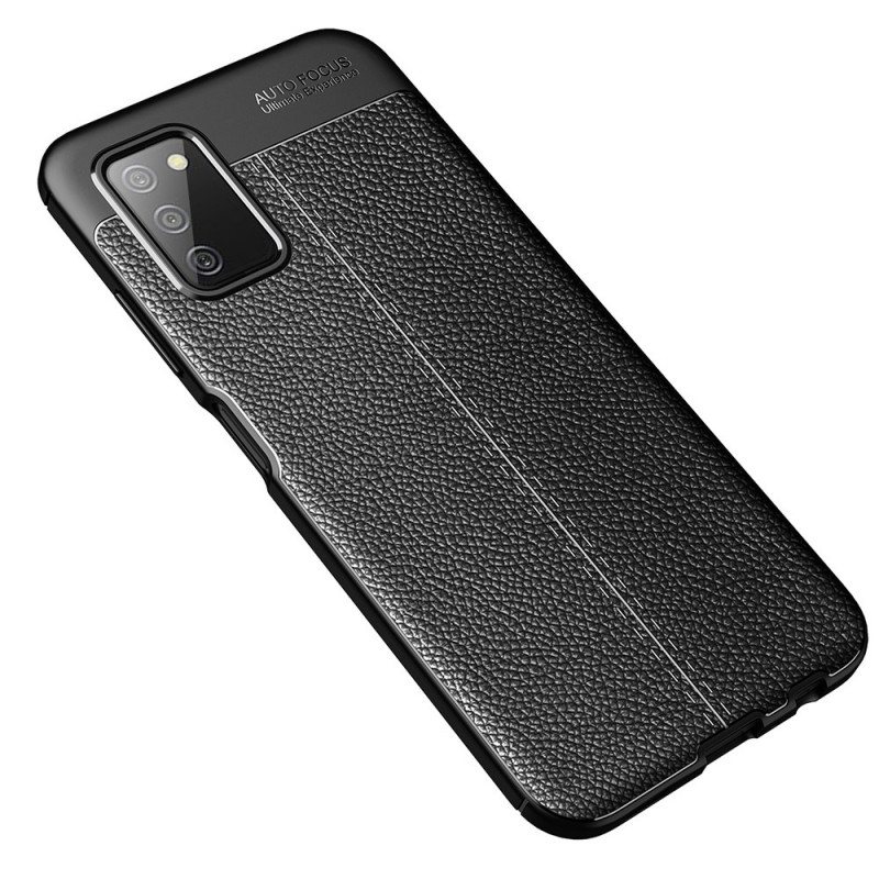 Deksel Til Samsung Galaxy A03s Dobbel Linje Litchi Leather Effect