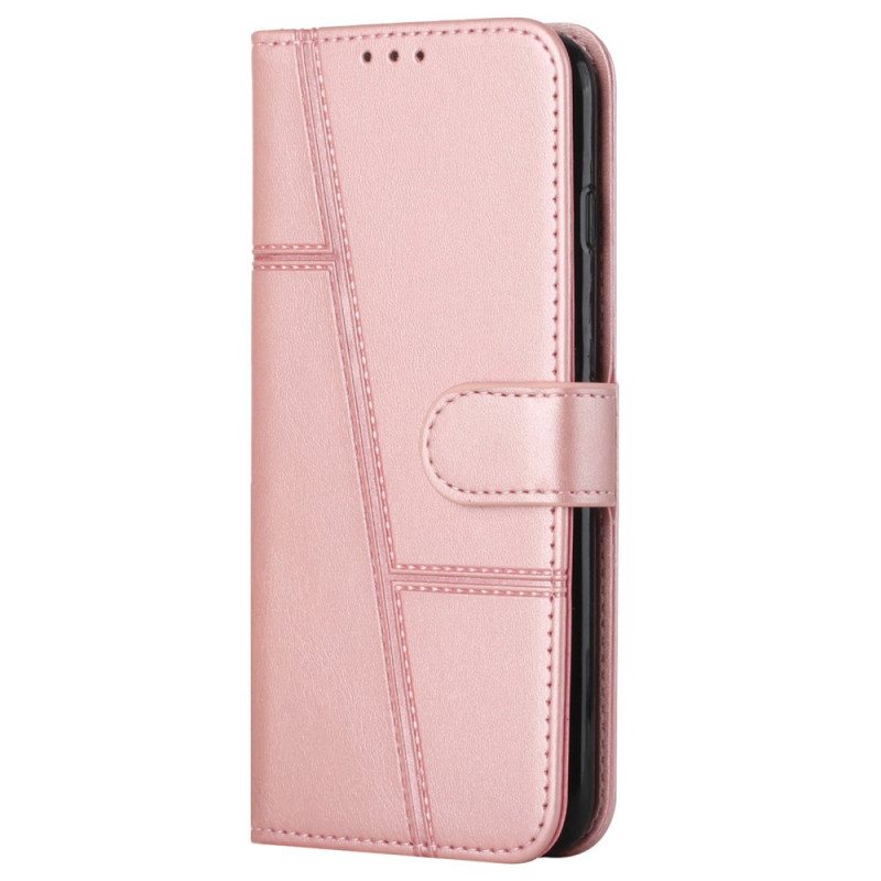 Folio Deksel Til Samsung Galaxy A03s Med Kjede Strappy Geo Leather Effect