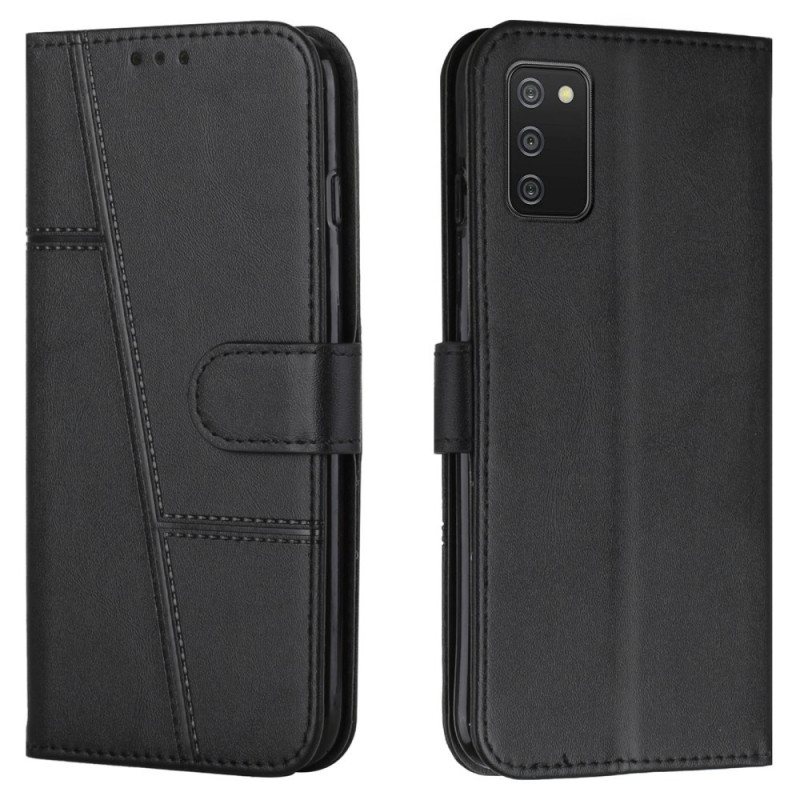 Folio Deksel Til Samsung Galaxy A03s Med Kjede Strappy Geo Leather Effect