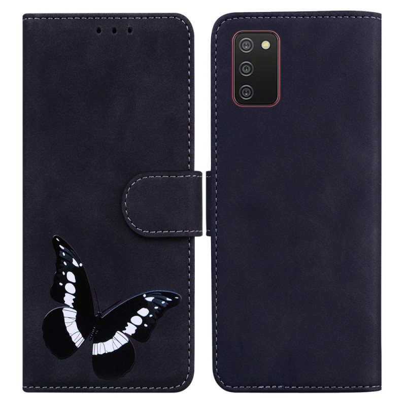 Folio Deksel Til Samsung Galaxy A03s Skin-touch Butterfly