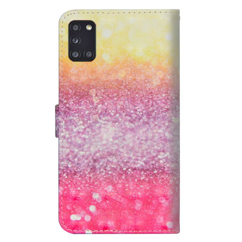 Folio Deksel Til Samsung Galaxy A31 Magenta Glittergradient