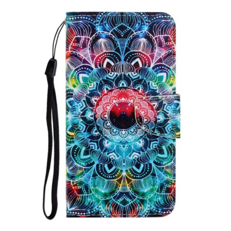 Folio Deksel Til Samsung Galaxy A31 Med Kjede Prangende Strappy Mandala