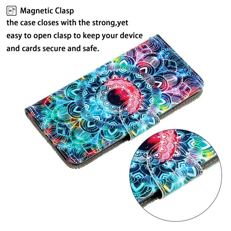 Folio Deksel Til Samsung Galaxy A31 Med Kjede Prangende Strappy Mandala