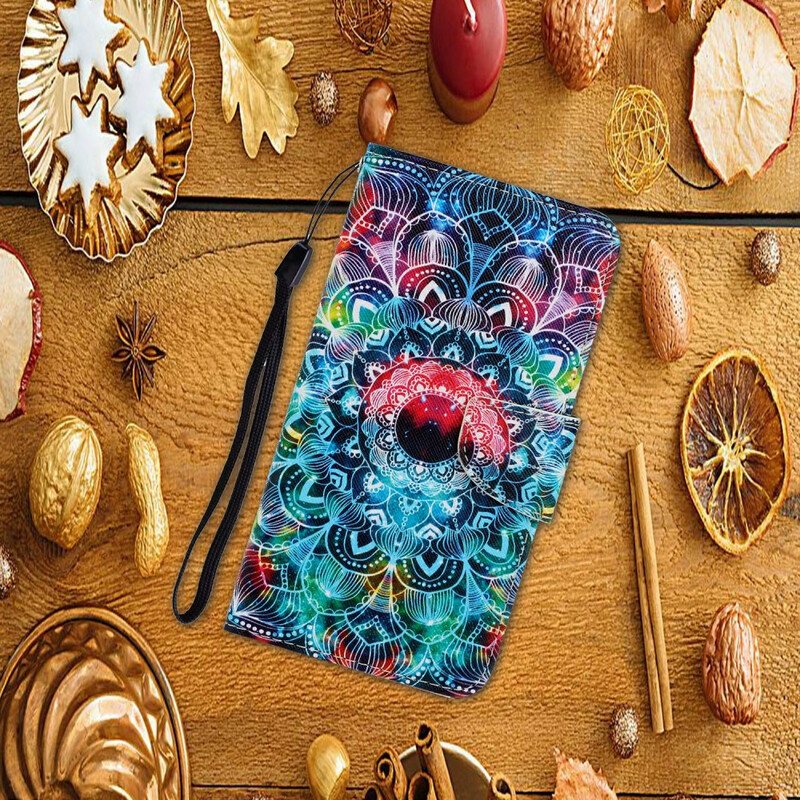 Folio Deksel Til Samsung Galaxy A31 Med Kjede Prangende Strappy Mandala