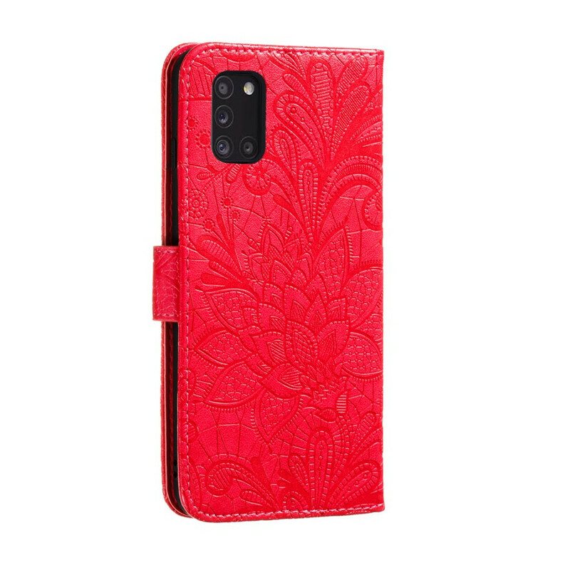 Folio Deksel Til Samsung Galaxy A31 Med Kjede Stropp Tribal Flowers