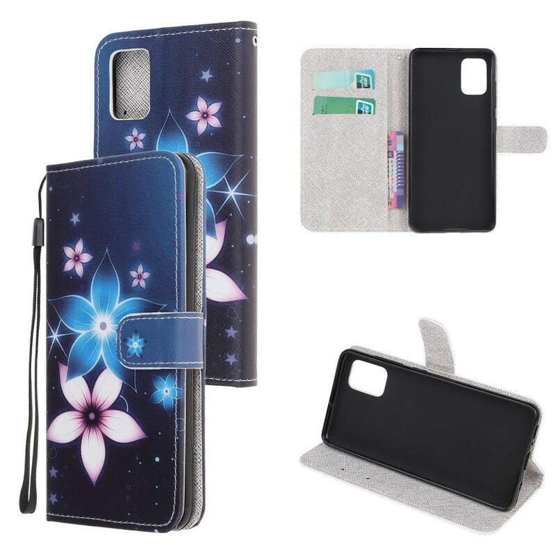 Lærdeksel Til Samsung Galaxy A31 Med Kjede Lunar Strap Blomster