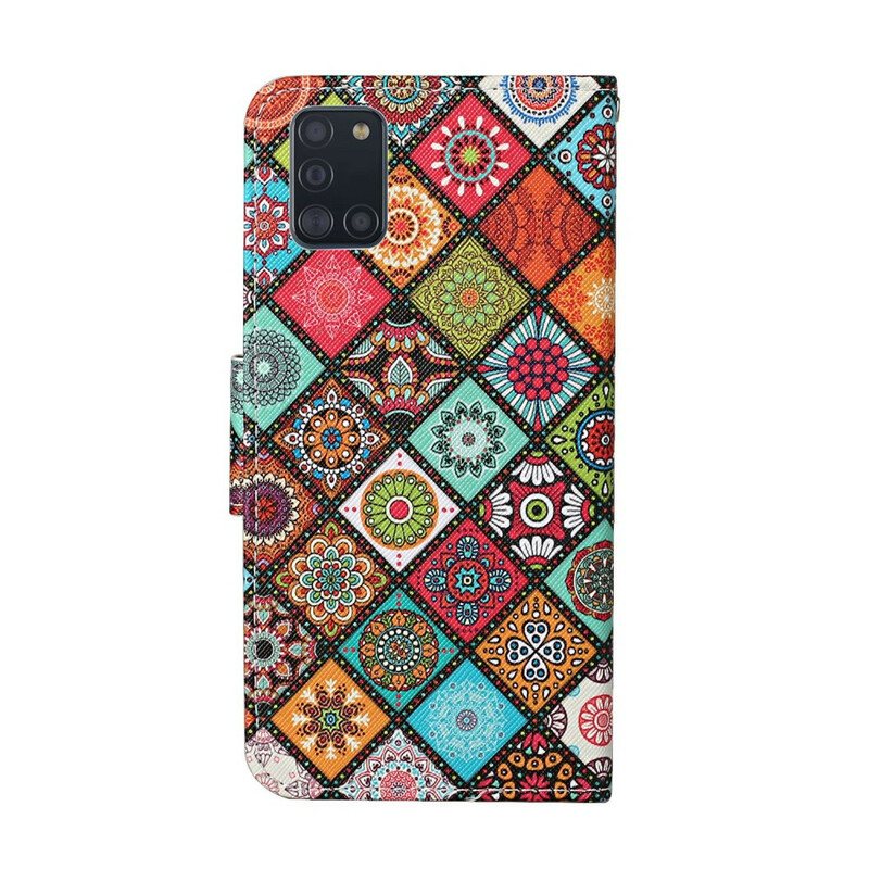 Lærdeksel Til Samsung Galaxy A31 Patchwork Mandalaer Med Snor