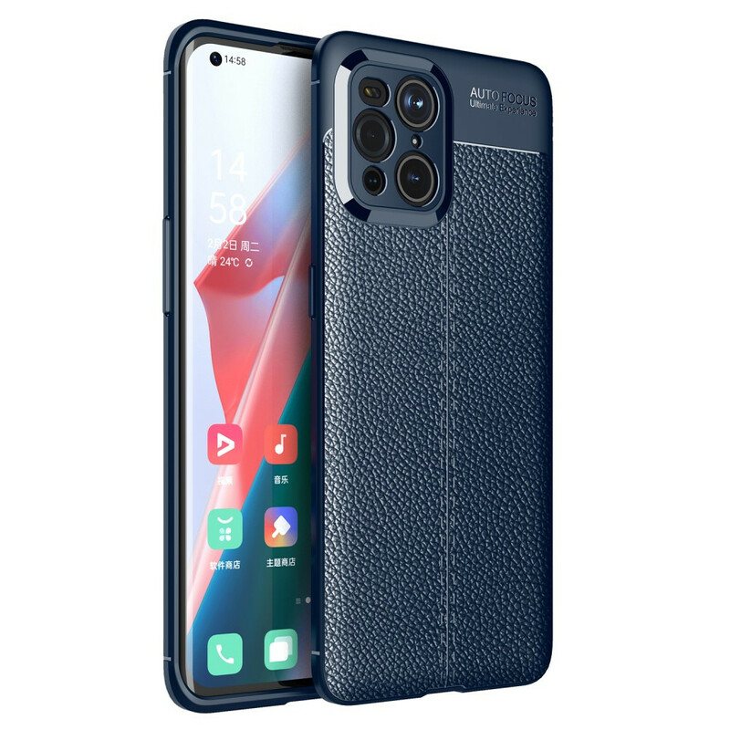 Deksel Til Oppo Find X3 Pro Dobbel Linje Litchi Leather Effect