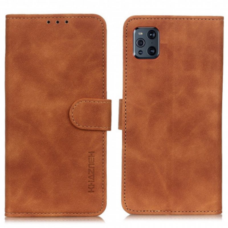 Folio Deksel Til Oppo Find X3 Pro Matt Vintage Skinneffekt Khazneh