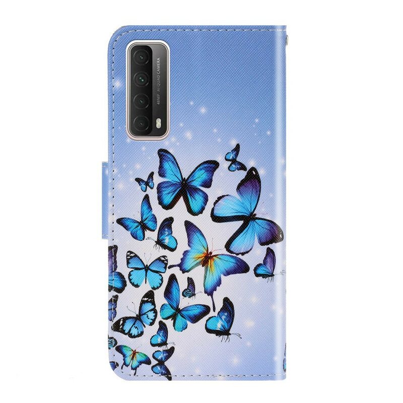 Folio Deksel Til Huawei P Smart 2021 Med Kjede Flight Of Butterflies I Lanyard