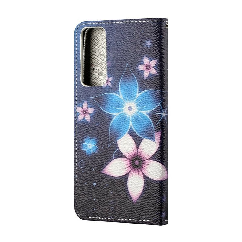 Folio Deksel Til Huawei P Smart 2021 Med Kjede Lunar Strap Blomster