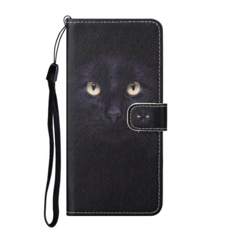 Folio Deksel Til Huawei P Smart 2021 Med Kjede Strappy Black Cat Eyes