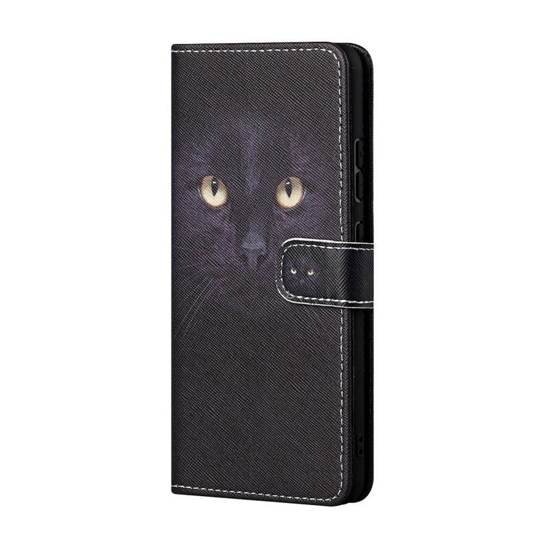 Folio Deksel Til Huawei P Smart 2021 Med Kjede Strappy Black Cat Eyes