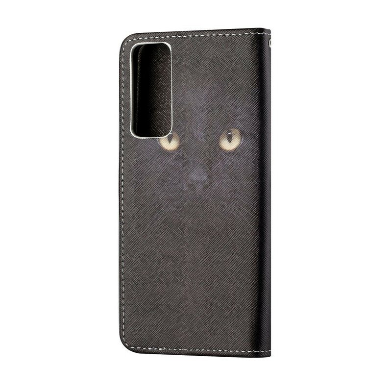 Folio Deksel Til Huawei P Smart 2021 Med Kjede Strappy Black Cat Eyes