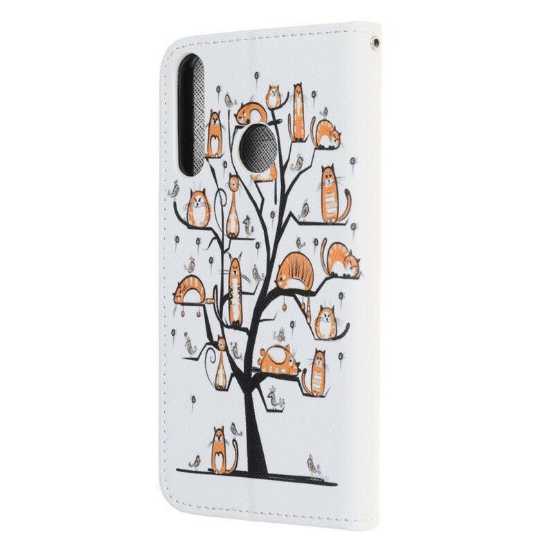 Folio Deksel Til Huawei Y6p Med Kjede Funky Cats Med Stropp