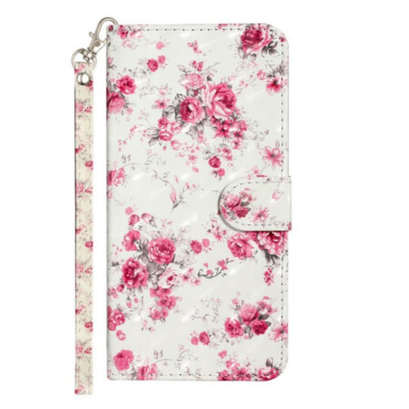 Folio Deksel Til Huawei Y6p Med Kjede Strap Light Spot Flowers