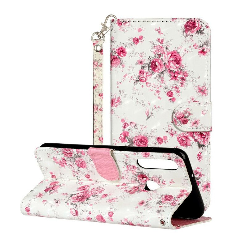 Folio Deksel Til Huawei Y6p Med Kjede Strap Light Spot Flowers