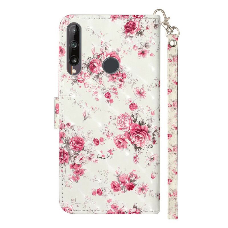 Folio Deksel Til Huawei Y6p Med Kjede Strap Light Spot Flowers