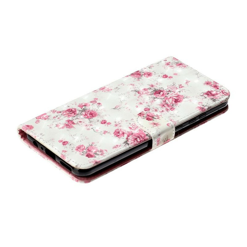 Folio Deksel Til Huawei Y6p Med Kjede Strap Light Spot Flowers