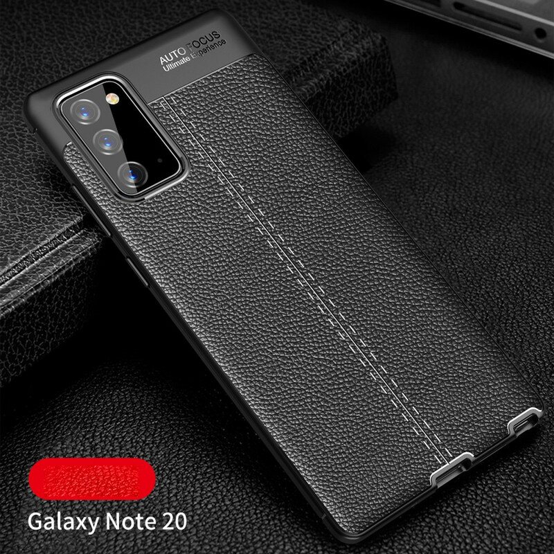 Deksel Til Samsung Galaxy Note 20 Dobbel Linje Litchi Leather Effect