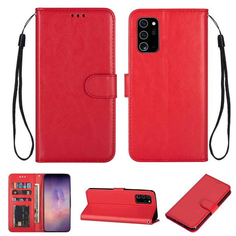 Folio Deksel Til Samsung Galaxy Note 20 Med Kjede Solid Color Series Strappy