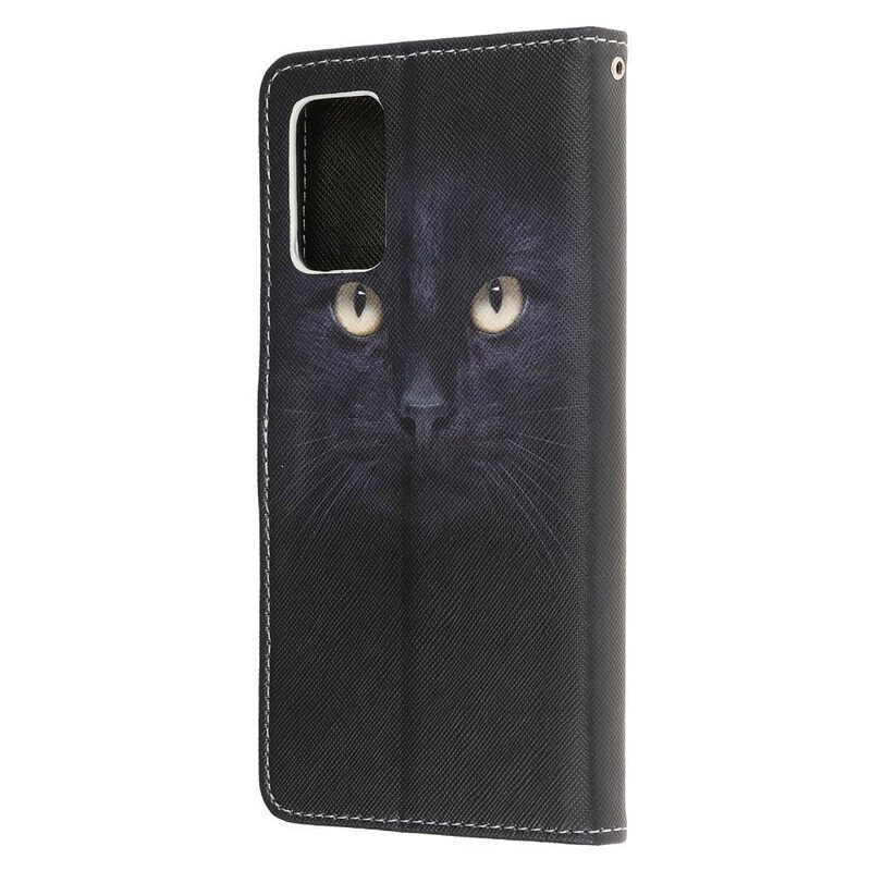 Folio Deksel Til Samsung Galaxy Note 20 Med Kjede Strappy Black Cat Eyes