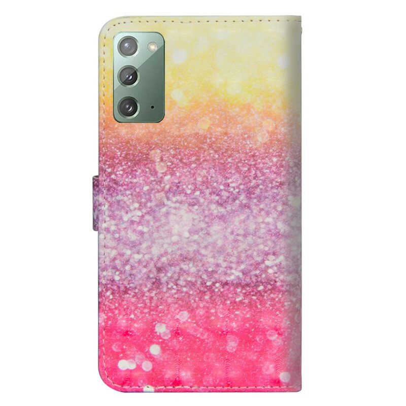 Lærdeksel Til Samsung Galaxy Note 20 Magenta Glittergradient