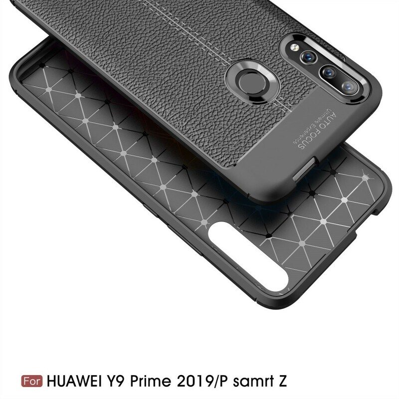 Deksel Til Huawei P Smart Z Dobbel Linje Litchi Leather Effect