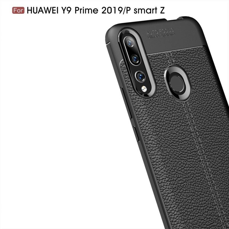 Deksel Til Huawei P Smart Z Dobbel Linje Litchi Leather Effect