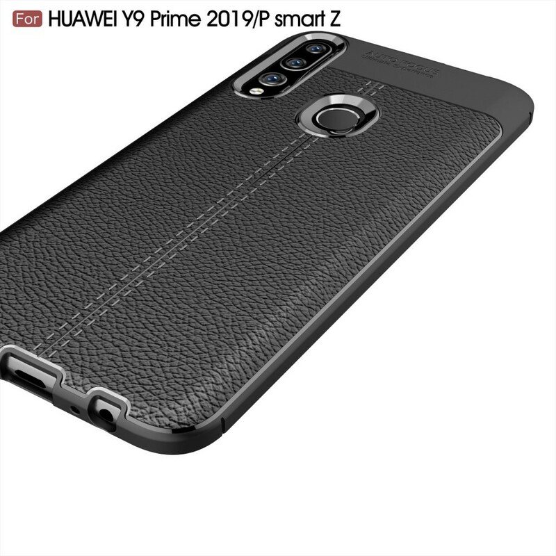 Deksel Til Huawei P Smart Z Dobbel Linje Litchi Leather Effect