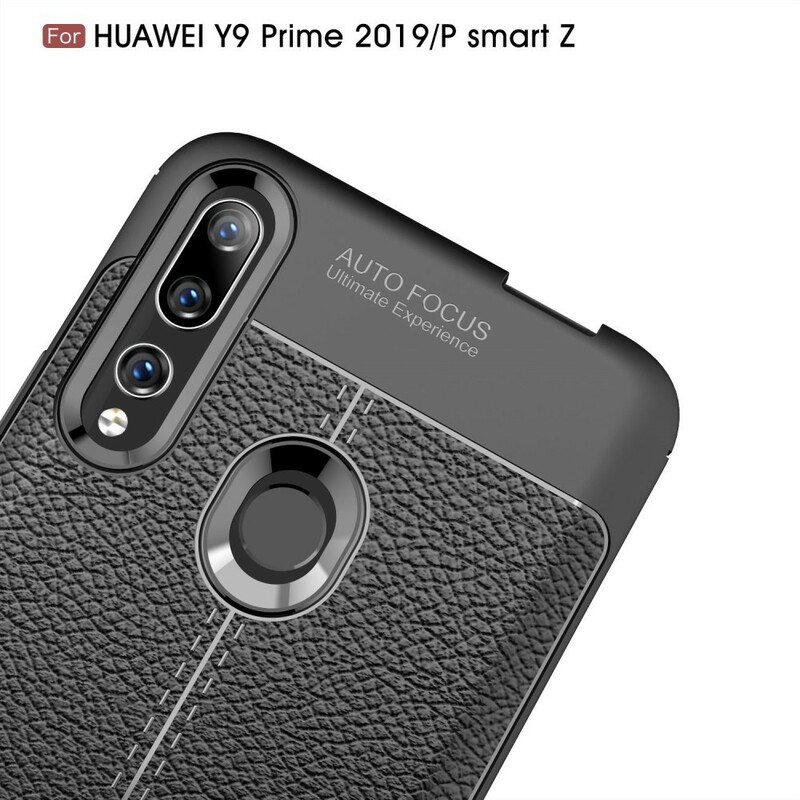 Deksel Til Huawei P Smart Z Dobbel Linje Litchi Leather Effect