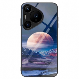 Deksel Huawei Pura 70 Pro Hvit Planet Herdet Glass Beskyttelse Deksel