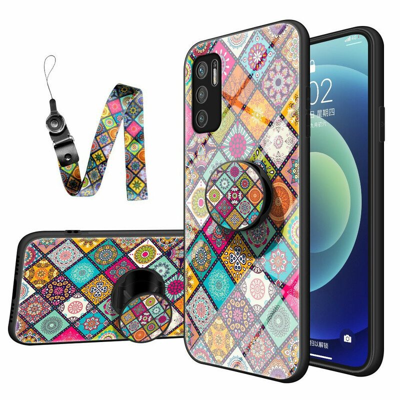 Deksel Til Poco M3 Pro 5G Patchwork Magnetisk Holder