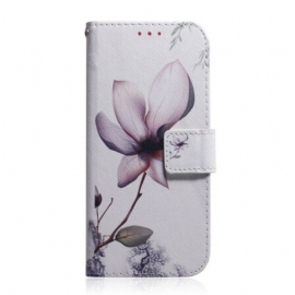 Folio Deksel Til Xiaomi Redmi Note 9 Blomst Støvet Rosa