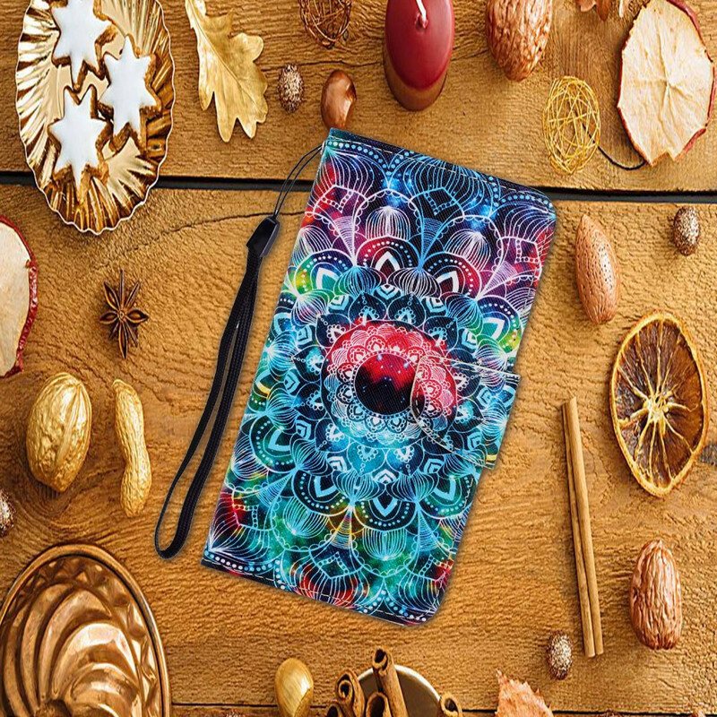 Folio Deksel Til Xiaomi Redmi Note 9 Med Kjede Prangende Strappy Mandala