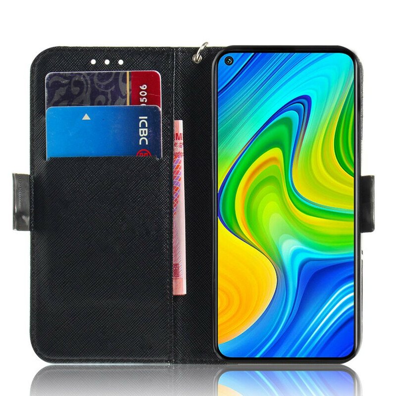 Folio Deksel Til Xiaomi Redmi Note 9 Med Kjede Thong Safari-dyr