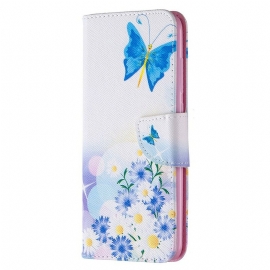 Lærdeksel Til Xiaomi Redmi Note 9 Malte Sommerfugler Og Blomster
