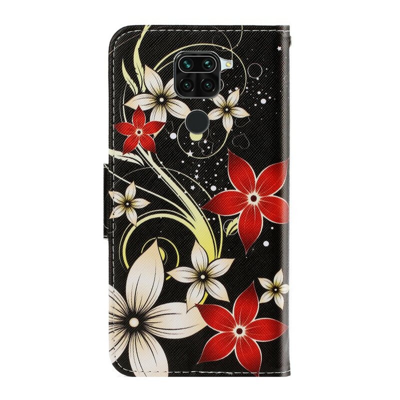 Lærdeksel Til Xiaomi Redmi Note 9 Med Kjede Fargerike Strappy Blomster