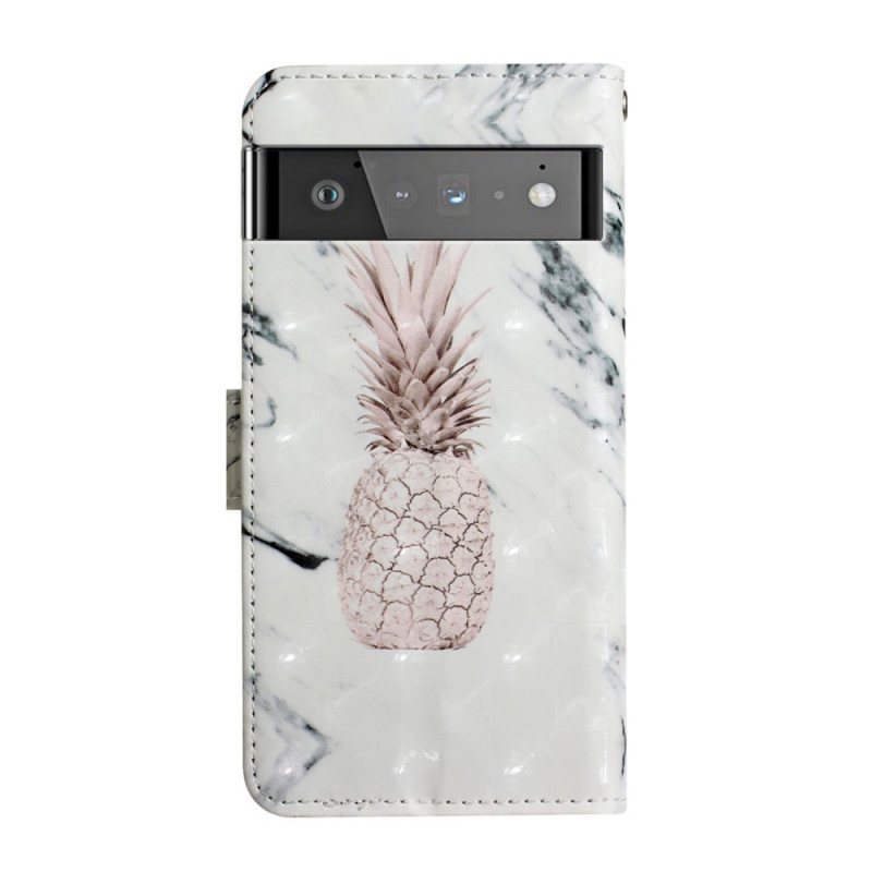 Folio Deksel Til Google Pixel 6 Pro Lett Flekk Ananas