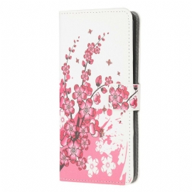 Folio Deksel Til Samsung Galaxy Note 20 Ultra Tropiske Blomster