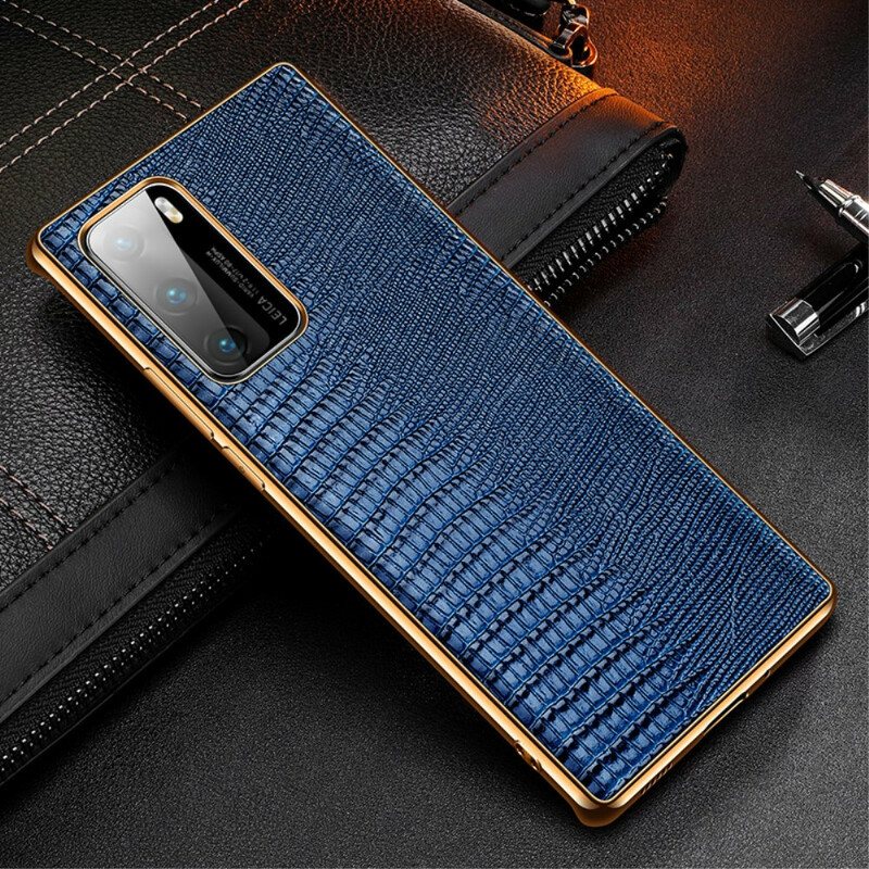 Deksel Til Huawei P40 Ekte Lizard Texture Leather