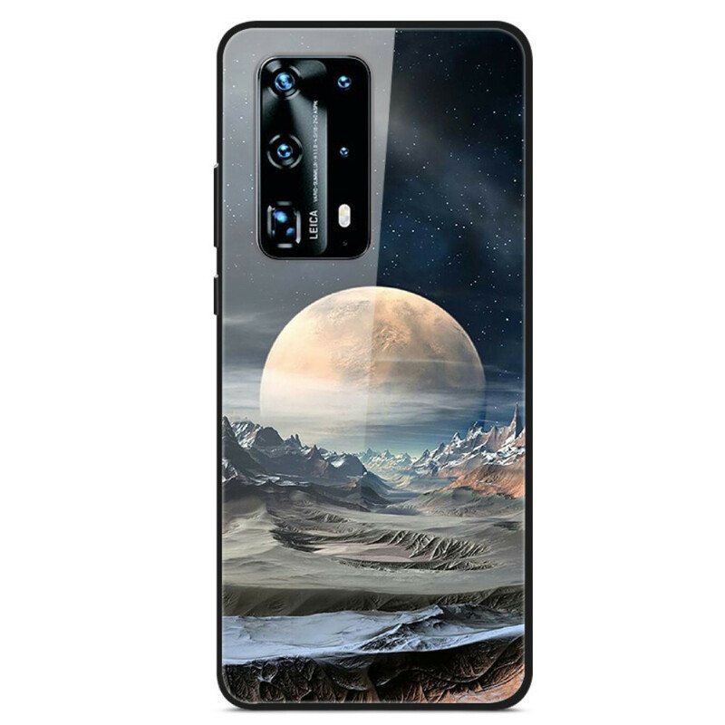 Deksel Til Huawei P40 Space Moon Herdet Glass