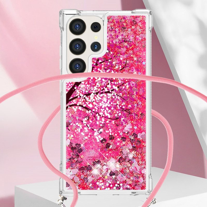 Deksel Samsung Galaxy S24 Ultra 5g Cherry Blossom Glitter Beskyttelse Deksel