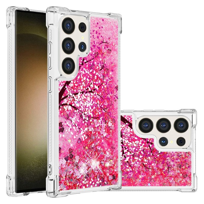 Deksel Samsung Galaxy S24 Ultra 5g Mobildeksel Cherry Blossom Paljetter